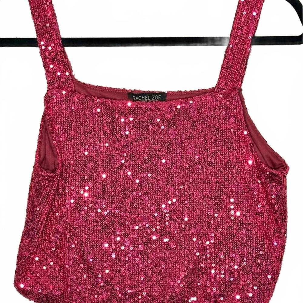 Sparkle Into the Night: Rachel Zoe Sequin Tank Top in Dazzling Red